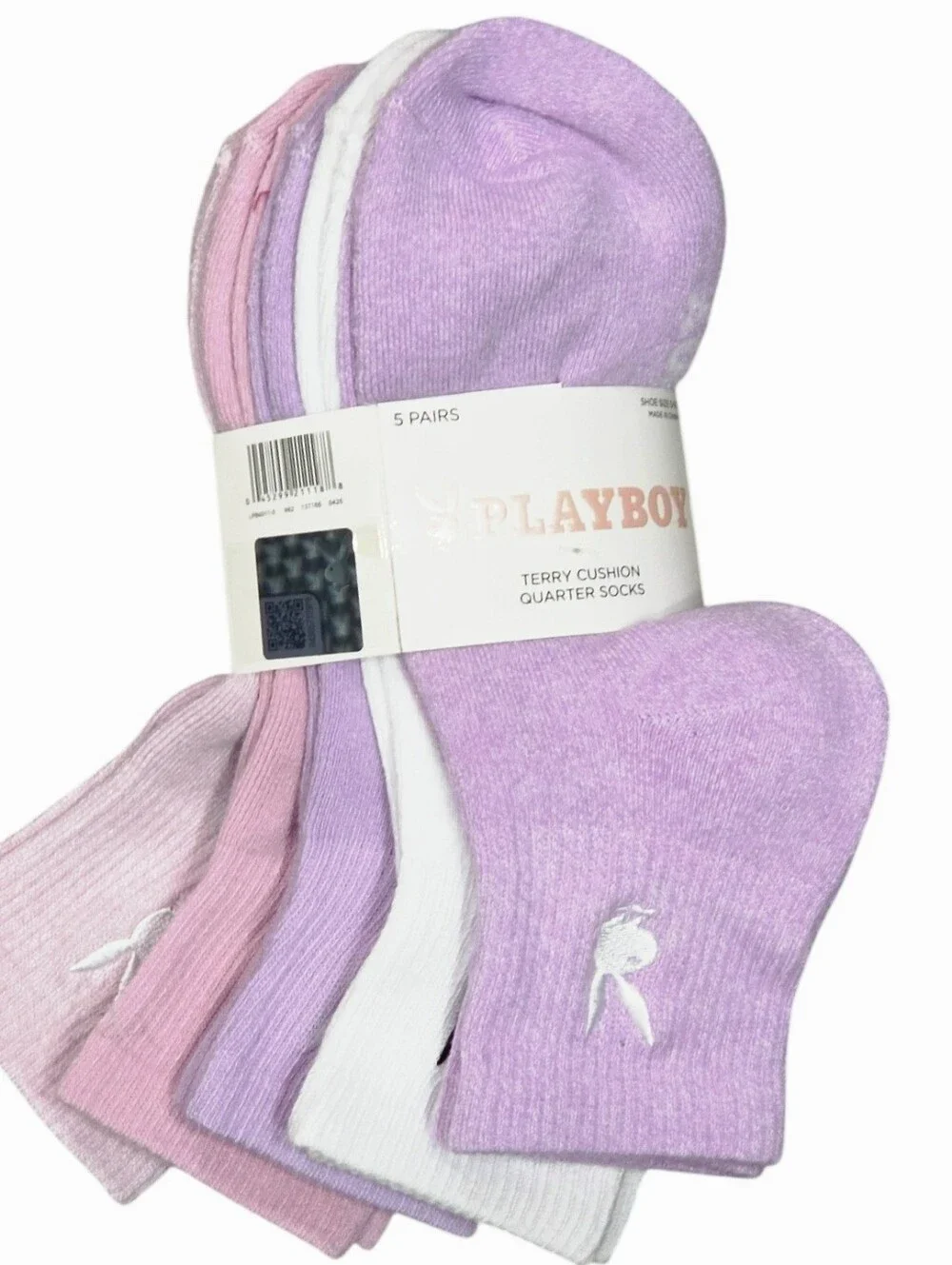Playboy 5-PK Terry Cushion Quarter Socks